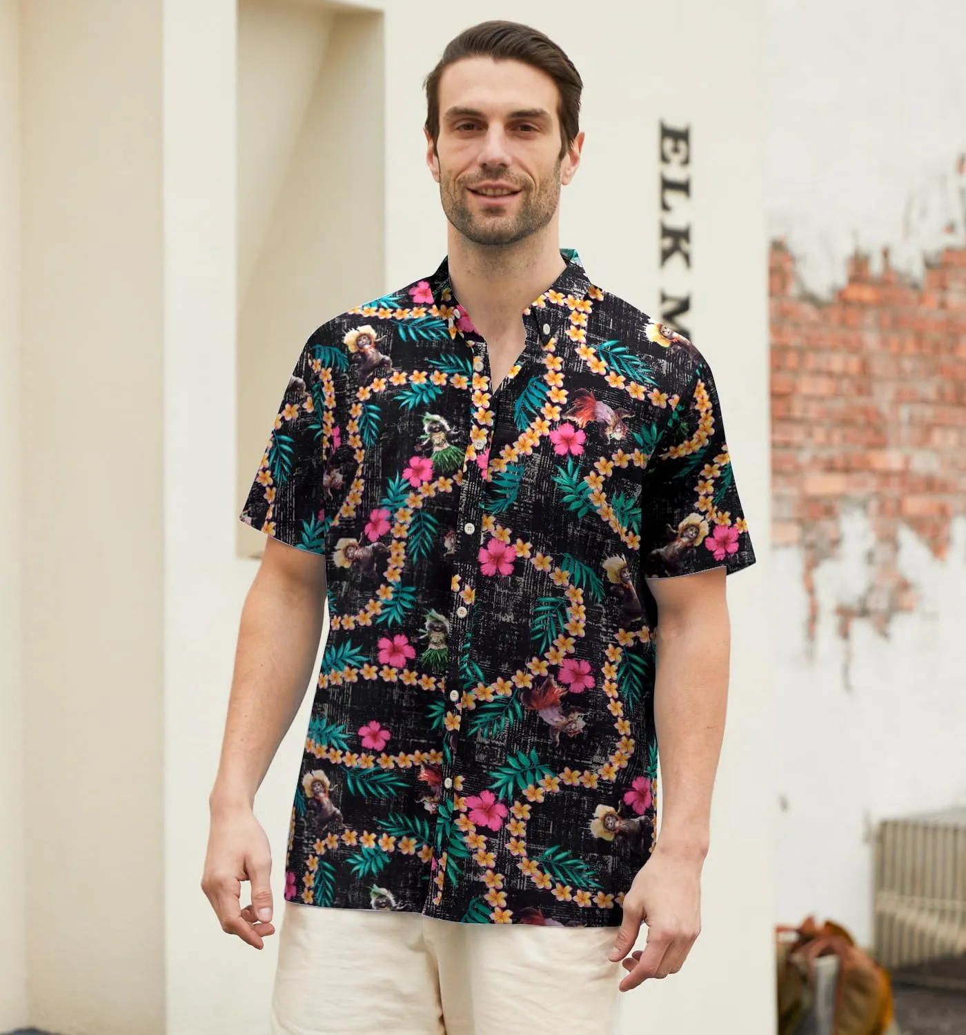 Mens Funny Hawaiian Short Sleeve Casual Button Down Shirts