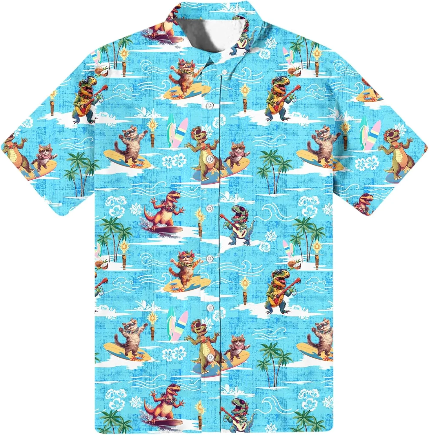 Mens Funny Hawaiian Short Sleeve Casual Button Down Shirts