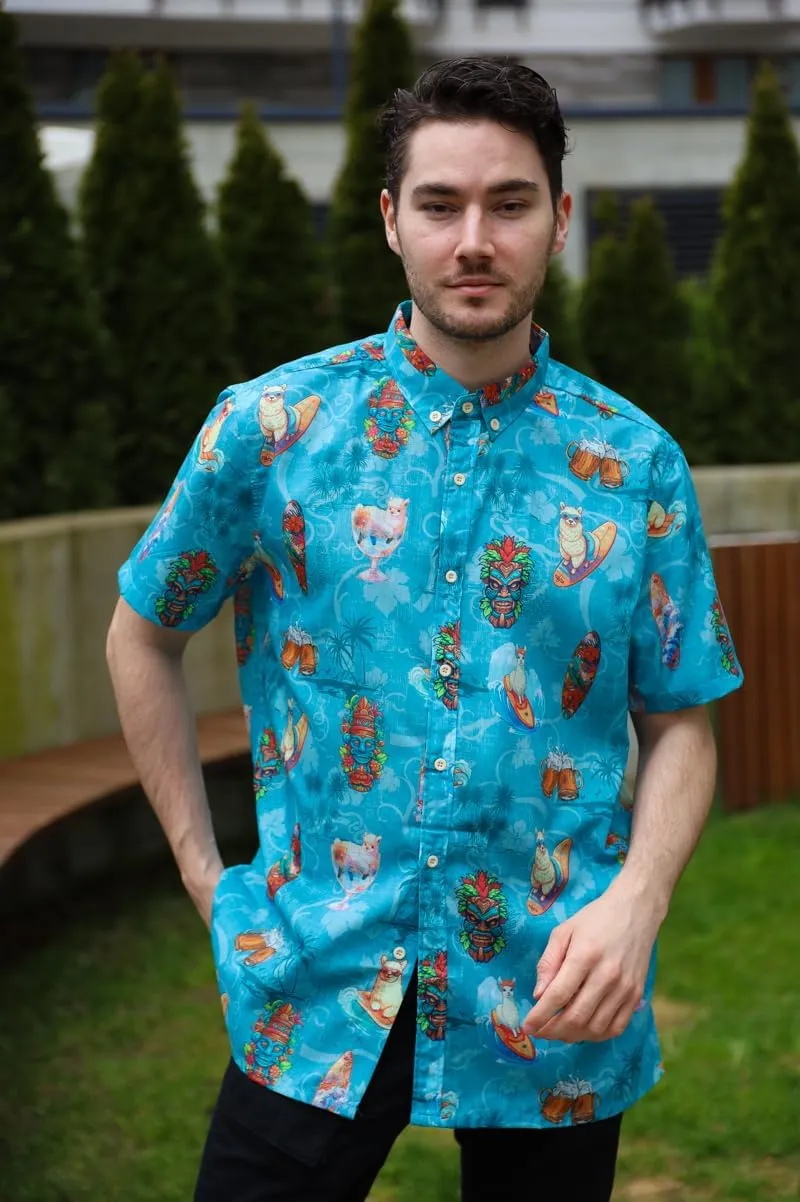 Mens Funny Hawaiian Short Sleeve Casual Button Down Shirts