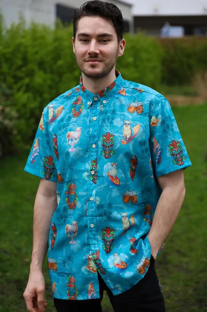 Mens Funny Hawaiian Short Sleeve Casual Button Down Shirts