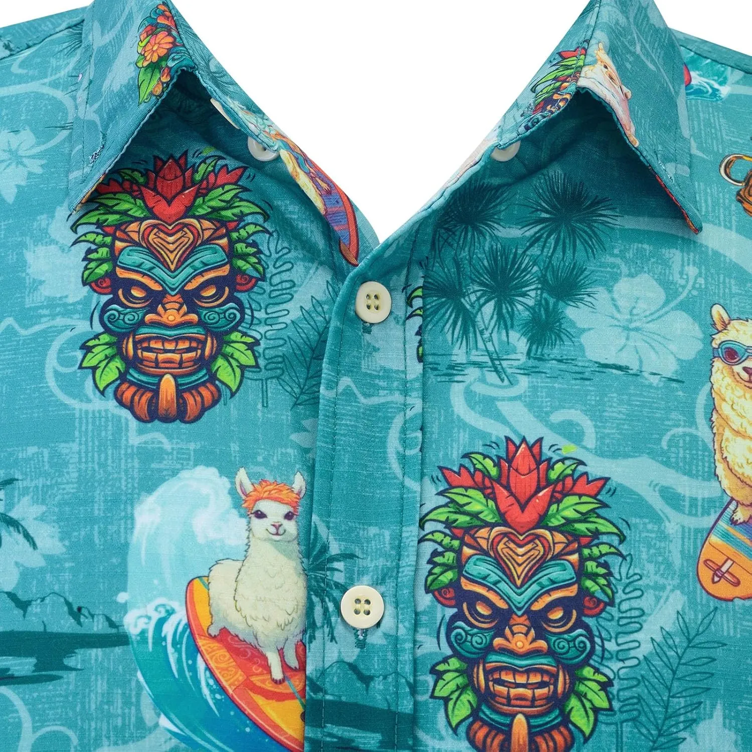 Mens Funny Hawaiian Short Sleeve Casual Button Down Shirts