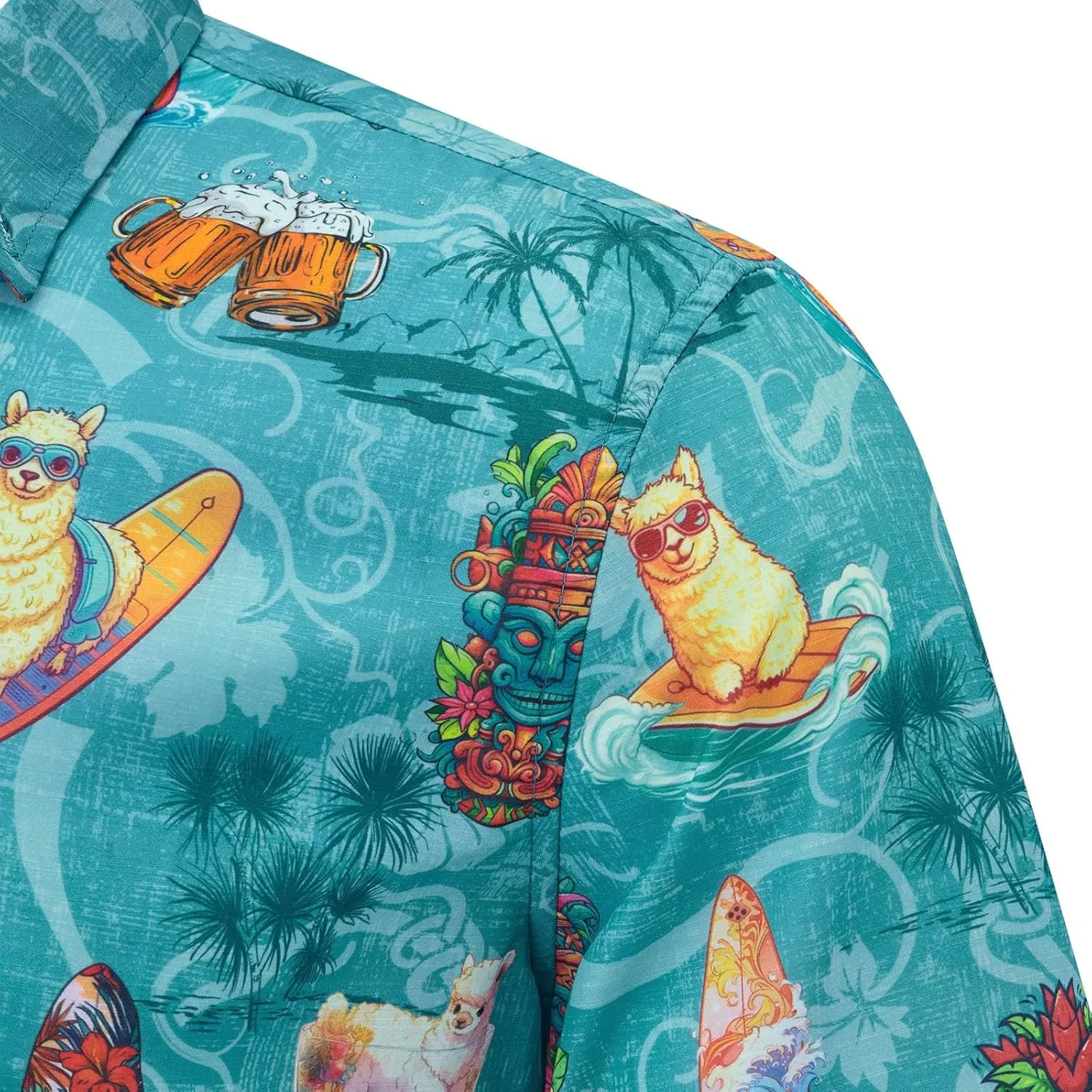 Mens Funny Hawaiian Short Sleeve Casual Button Down Shirts