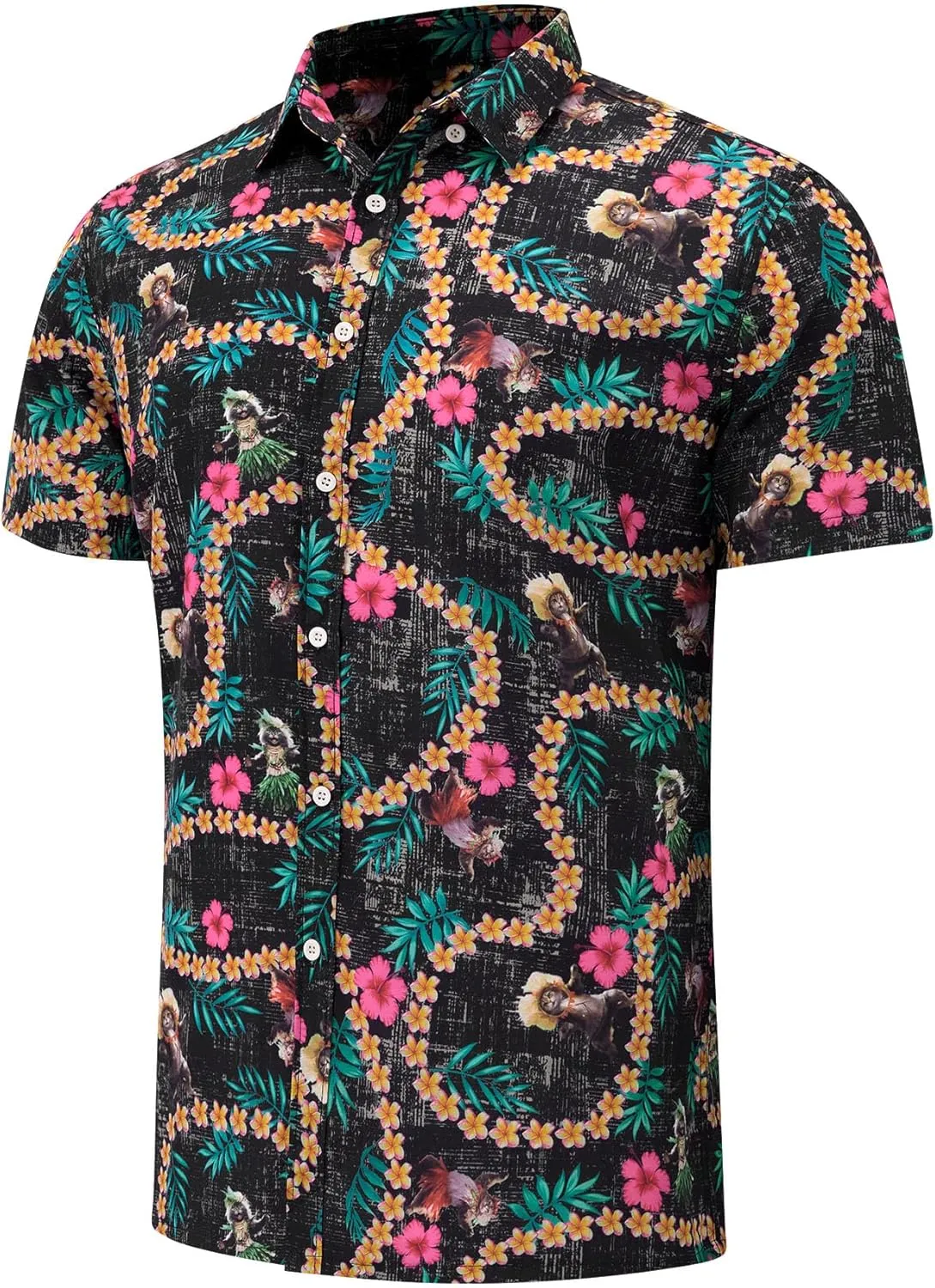Mens Funny Hawaiian Short Sleeve Casual Button Down Shirts