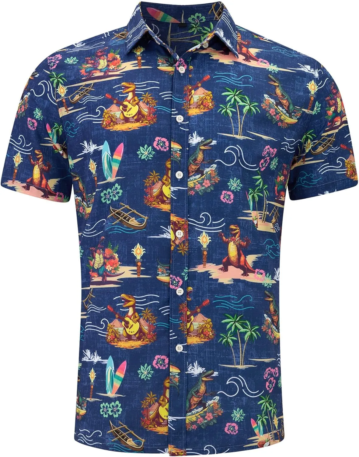 Mens Funny Hawaiian Short Sleeve Casual Button Down Shirts