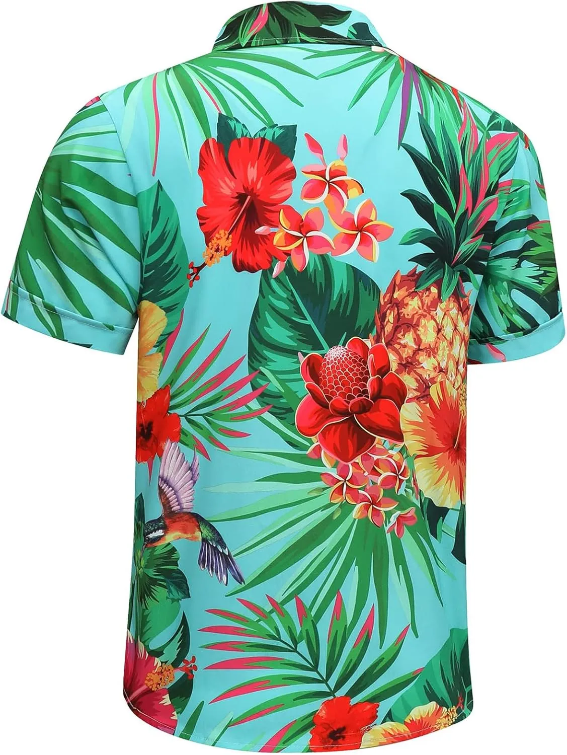 Men's Hawaiian Shirt Funky Blue Beach Printed Tropical Beach Shirt Casual Button Down Short Sleeve Floral Shirts Tops