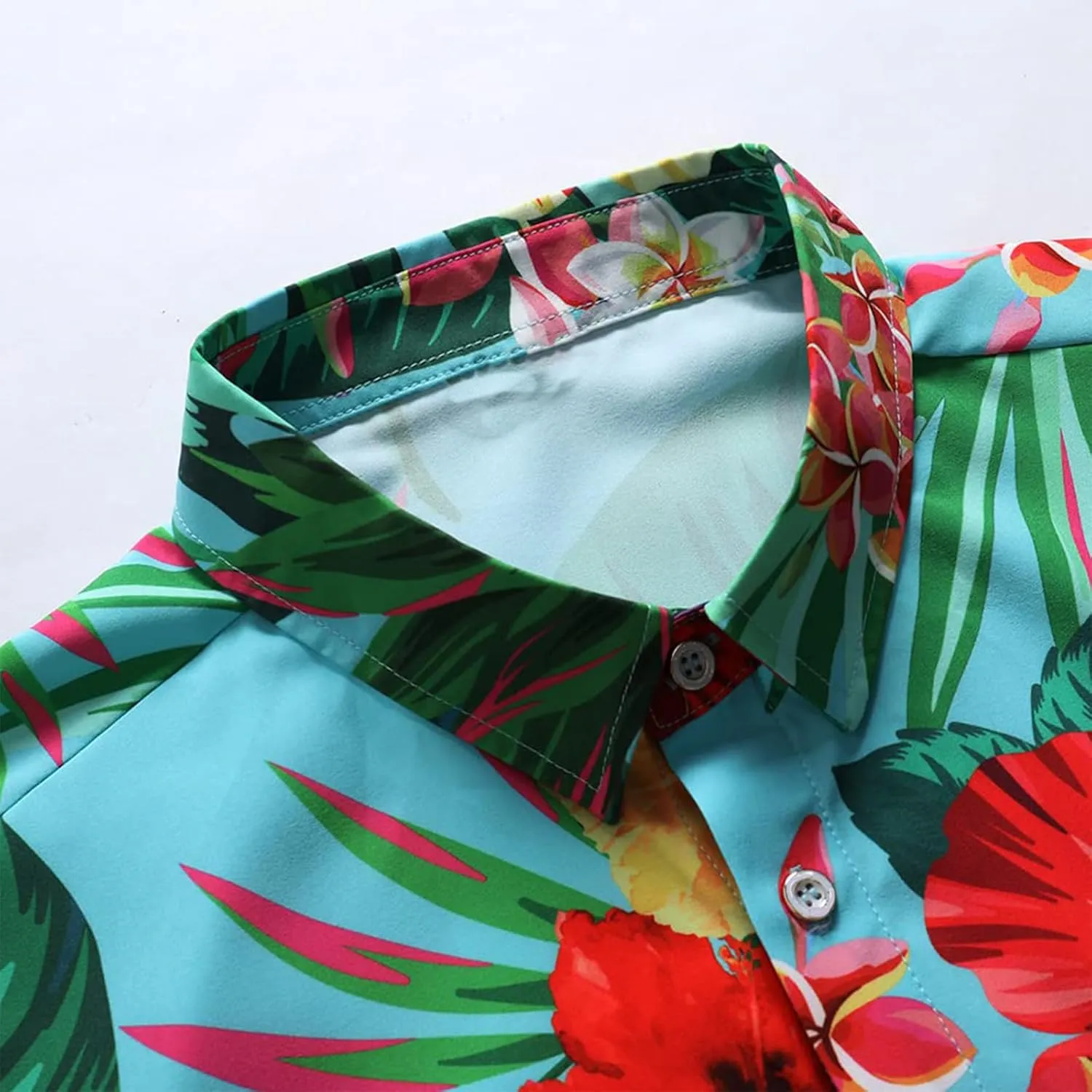 Men's Hawaiian Shirt Funky Blue Beach Printed Tropical Beach Shirt Casual Button Down Short Sleeve Floral Shirts Tops