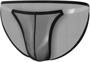 Men's Ice Silk Transparent Seamless Comfort Solid Color Sexy Briefs Longer Briefs