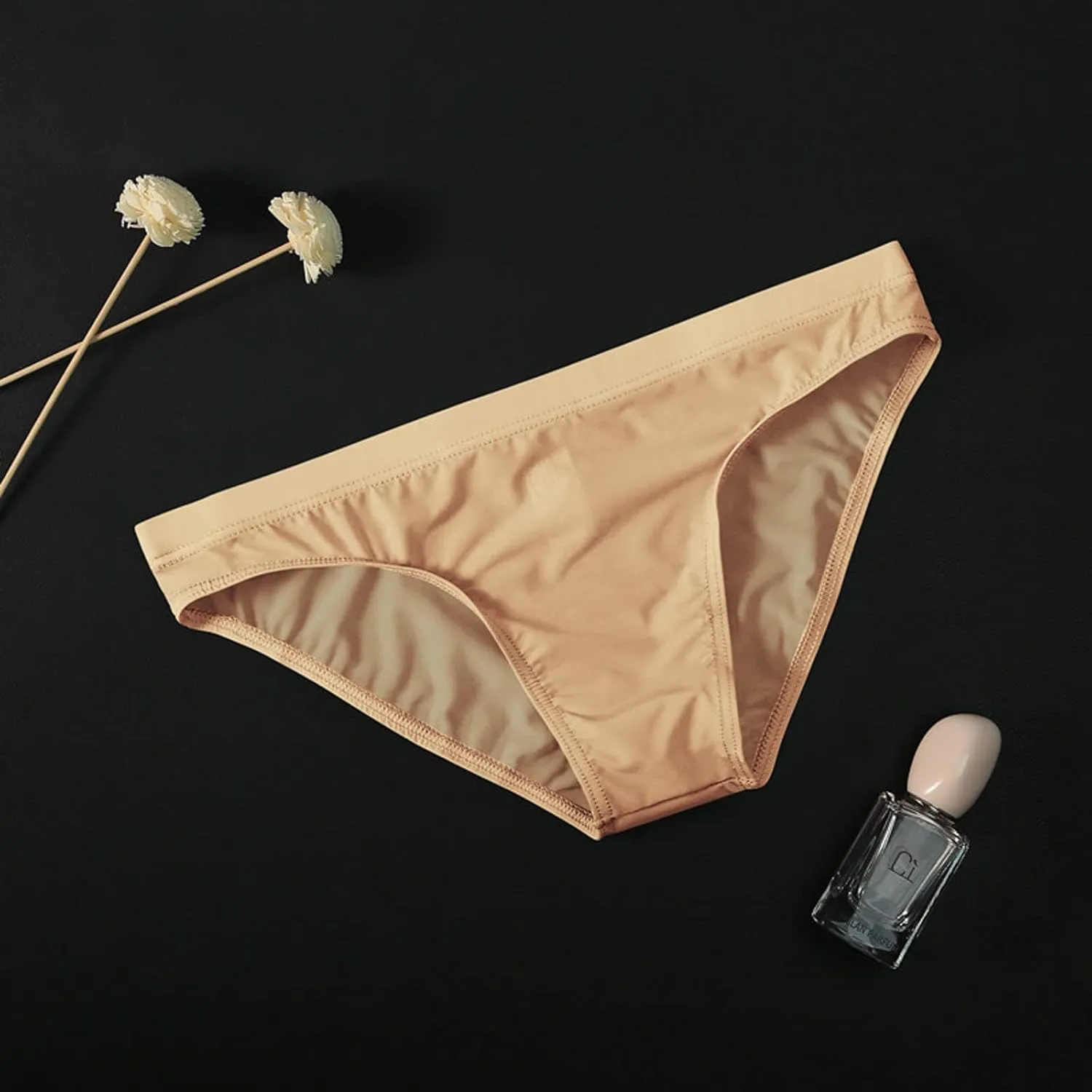 Mens Ice Silk Transparent Underwear Bagless Tight Triangle Pants Thin Low Waist Jockstrap Thong