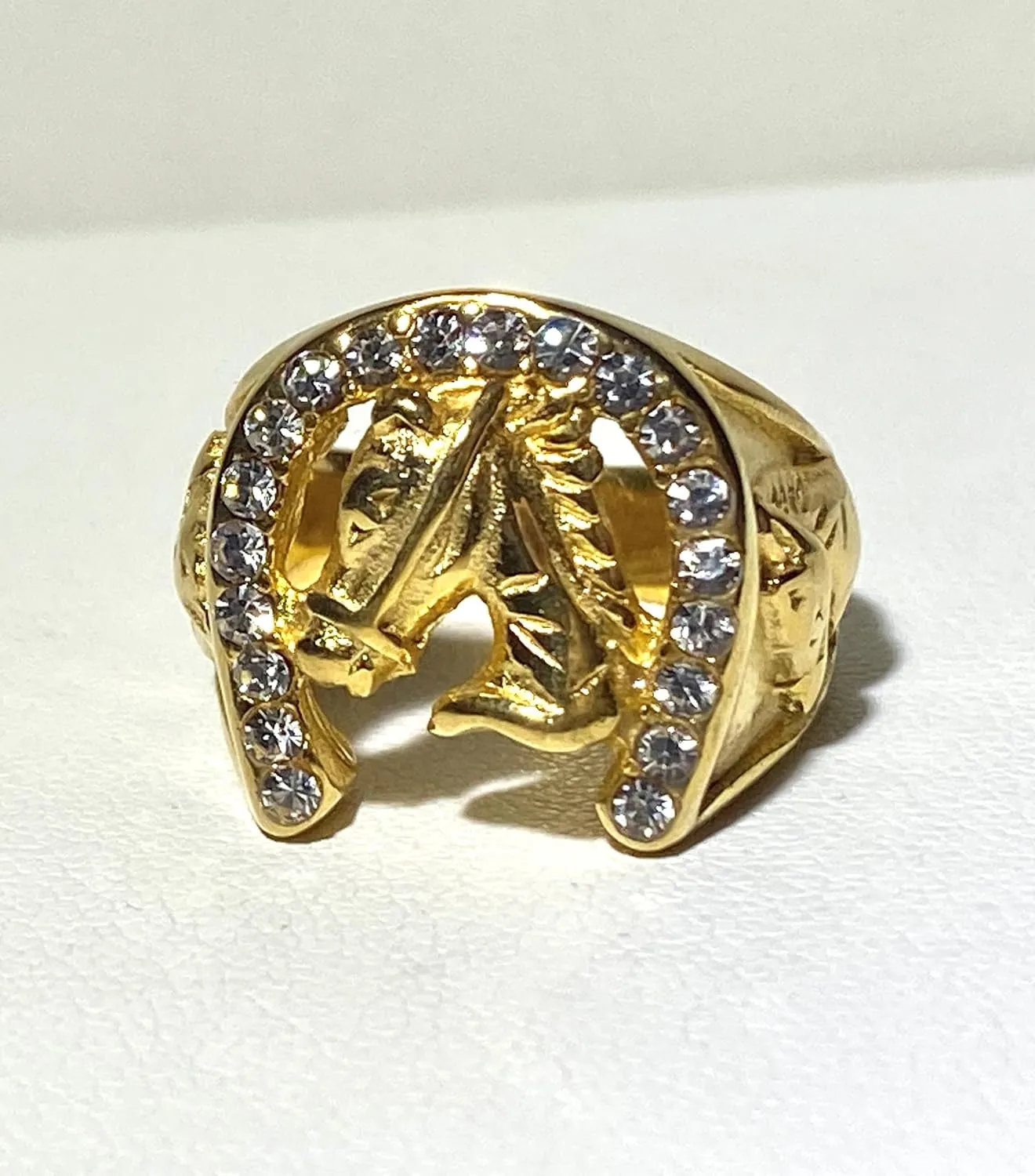 Mens Iced Cute Horse Shoe Horseshoe Stainless Steel Ring, Gold Wedding Ring, Pinky Thumb Huge Ring, Anillos De Hombre, Men's Fashion Statement Ring, Promise Ring, Womens Ring, Gothic Ring, Biker Ring