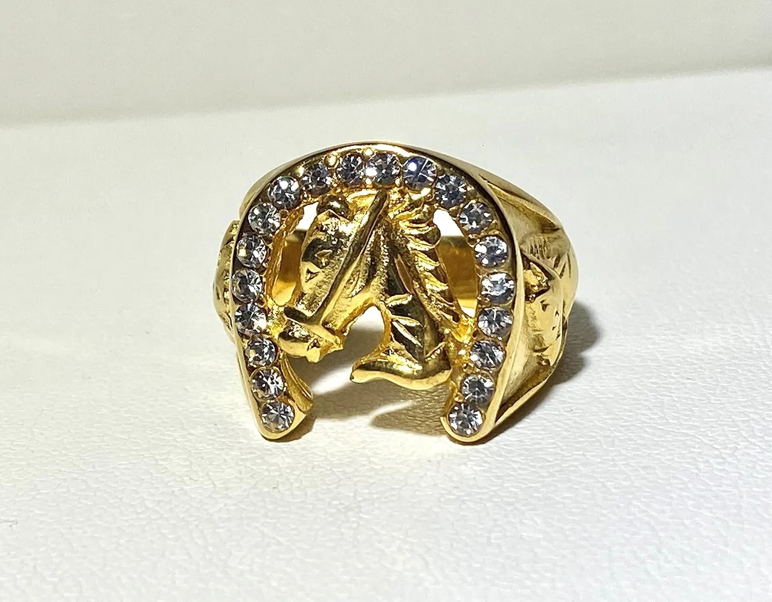 Mens Iced Cute Horse Shoe Horseshoe Stainless Steel Ring, Gold Wedding Ring, Pinky Thumb Huge Ring, Anillos De Hombre, Men's Fashion Statement Ring, Promise Ring, Womens Ring, Gothic Ring, Biker Ring