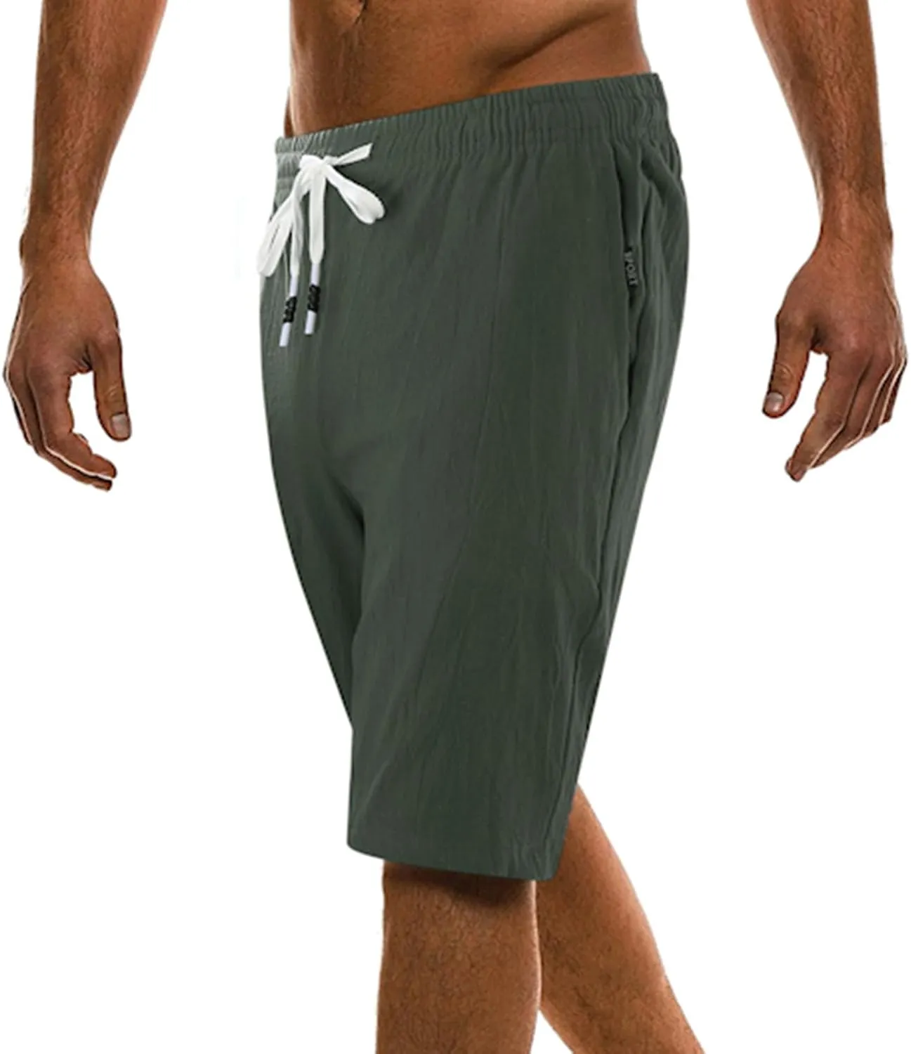 Mens Linen Shorts Summer Beach Vacation Shorts 2024 Trendy Button Up Elastic Waist Pants Lightweight Drawstring Yoga Shorts