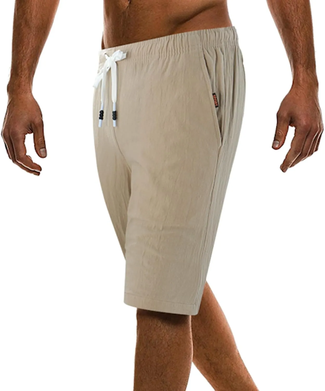 Mens Linen Shorts Summer Beach Vacation Shorts 2024 Trendy Button Up Elastic Waist Pants Lightweight Drawstring Yoga Shorts