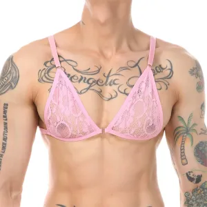 Men's New Female Bra Gay Sex Underwear Lace Underwear Set Mesh Outfit Men