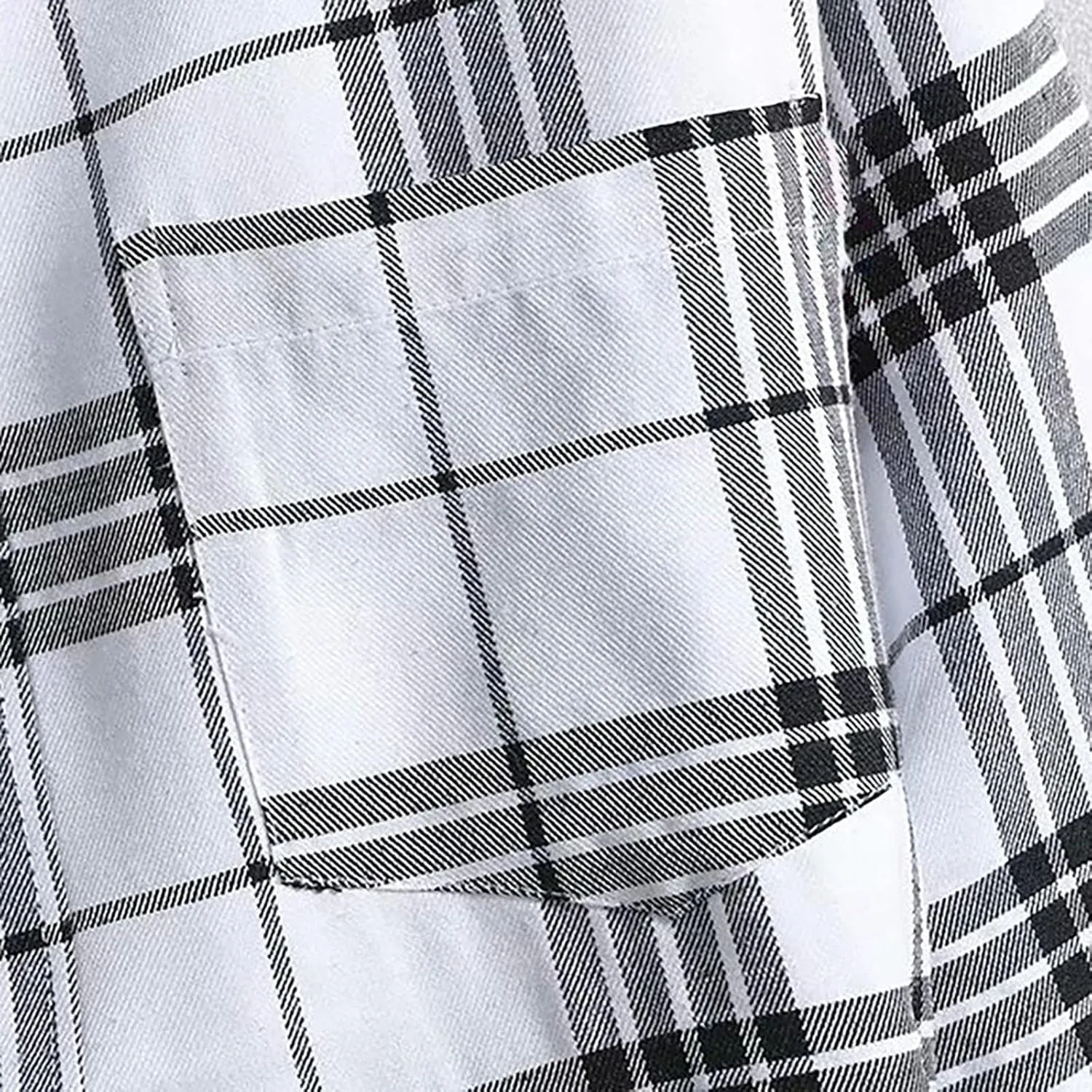 Mens Plaid Shirt Short Sleeve Button Down Lapel Collar Tops Casual Lightweight Summer Checkered Shirt with Pocket