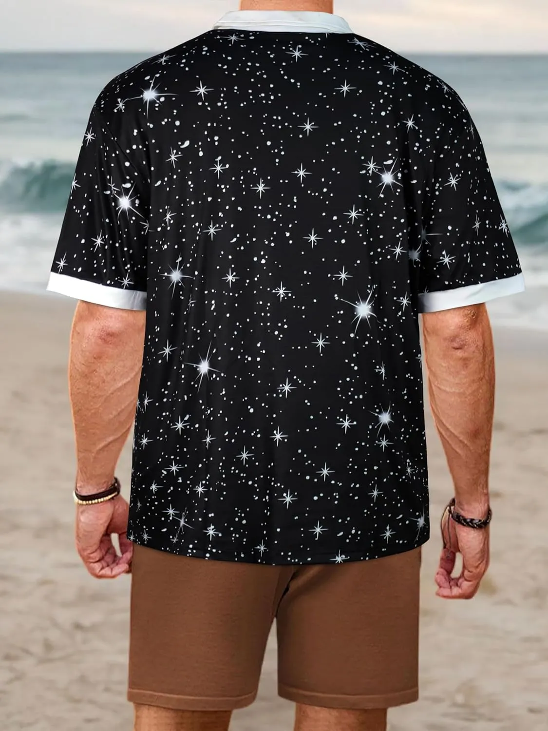 Mens Polo Shirts Short Sleeve Zipper T Shirt Casual Slim Fit Golf Tops