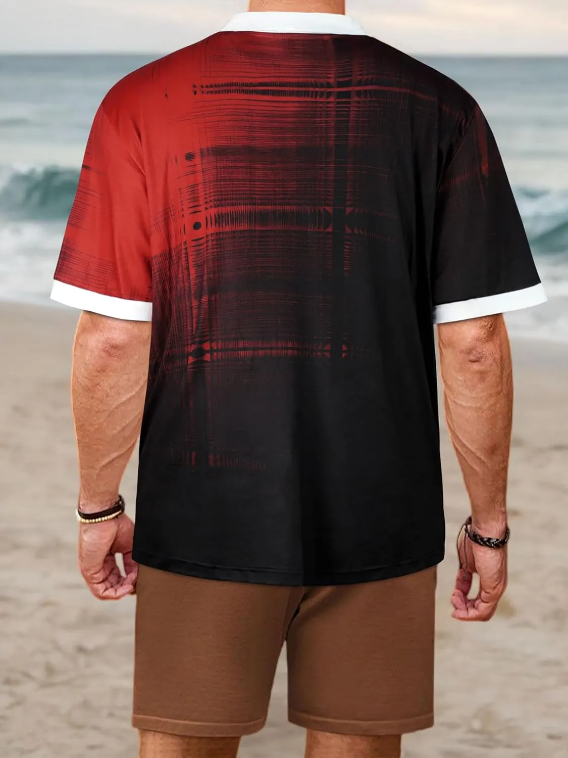 Mens Polo Shirts Short Sleeve Zipper T Shirt Casual Slim Fit Golf Tops