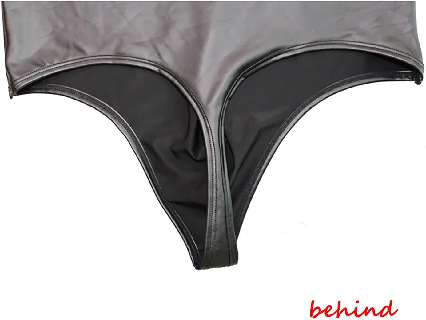 Men's PU Leather Sexy Breast Exposed 1 PC Underwear Vest Black Leather Nightclub Style Mens Pouch G String