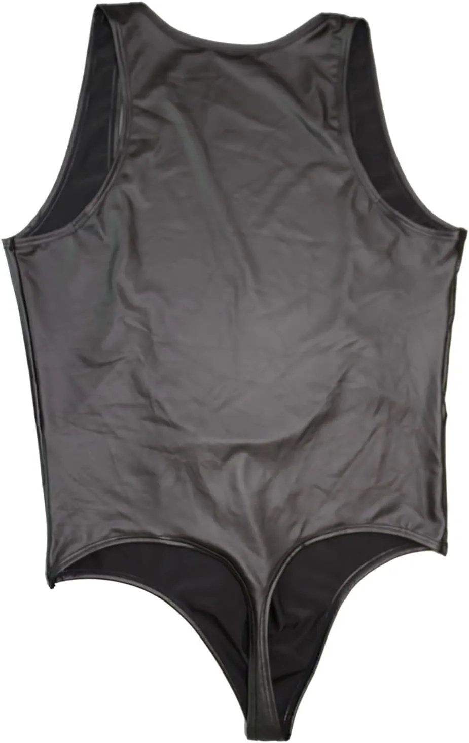 Men's PU Leather Sexy Breast Exposed 1 PC Underwear Vest Black Leather Nightclub Style Mens Pouch G String