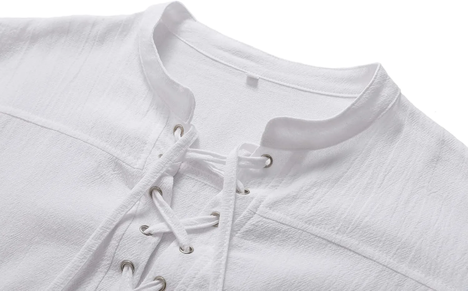 Mens Renaissance Costume Beach Shirts Short Sleeve Lace-up Viking Pirate T-Shirts V Neck Hippie Yoga Tops