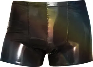 Men's Sexy Glossy PU Slip Leather Pants Sexy Four Corner Flat Mouth Buttocks Lifting Underwear Christmas Man