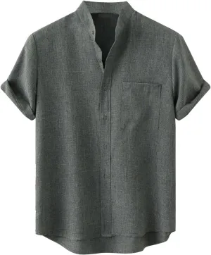 Mens Short Sleeve Button Down Shirts Textured Wrinkle Free Business Casual Work Dress Shirt Summer Tshirt Outfits Clothes