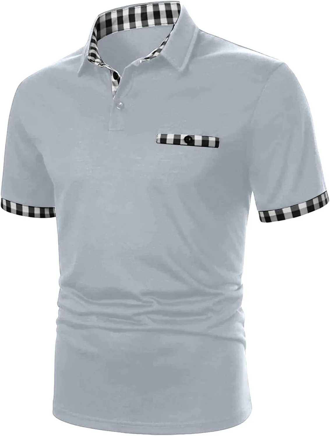 Mens Short Sleeve Henley Polo Shirts Cotton Casual Work Office Work T-Shirt Slim Fit Gym Fitness Muscle Basic Tees