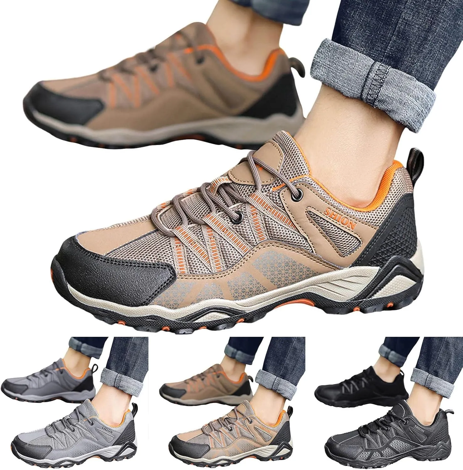 Men's Sneakers Athletic Footwear Sporty Outdoor Hiking Shoes Stylish Thick Sole Comfortable Lace Up Design for
