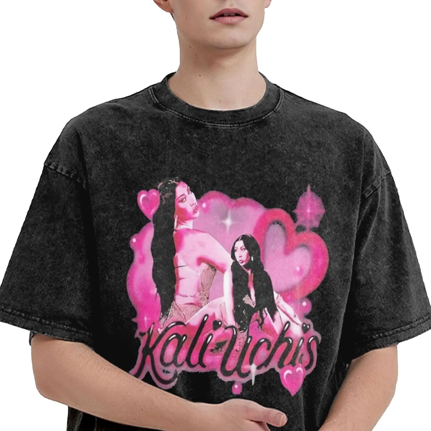 Mens Vintage Oversized Casual Drop Shoulder T-Shirt Loose Tee Top