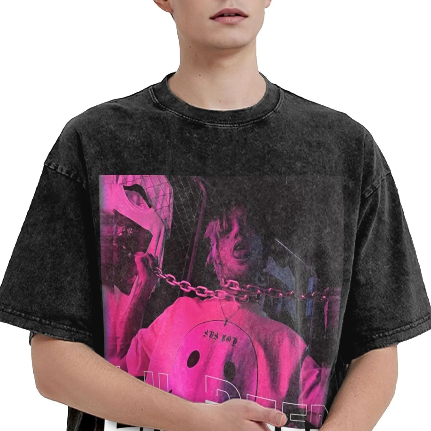 Mens Vintage Oversized Funny Drop Shoulder T-Shirt Loose Tees Tops
