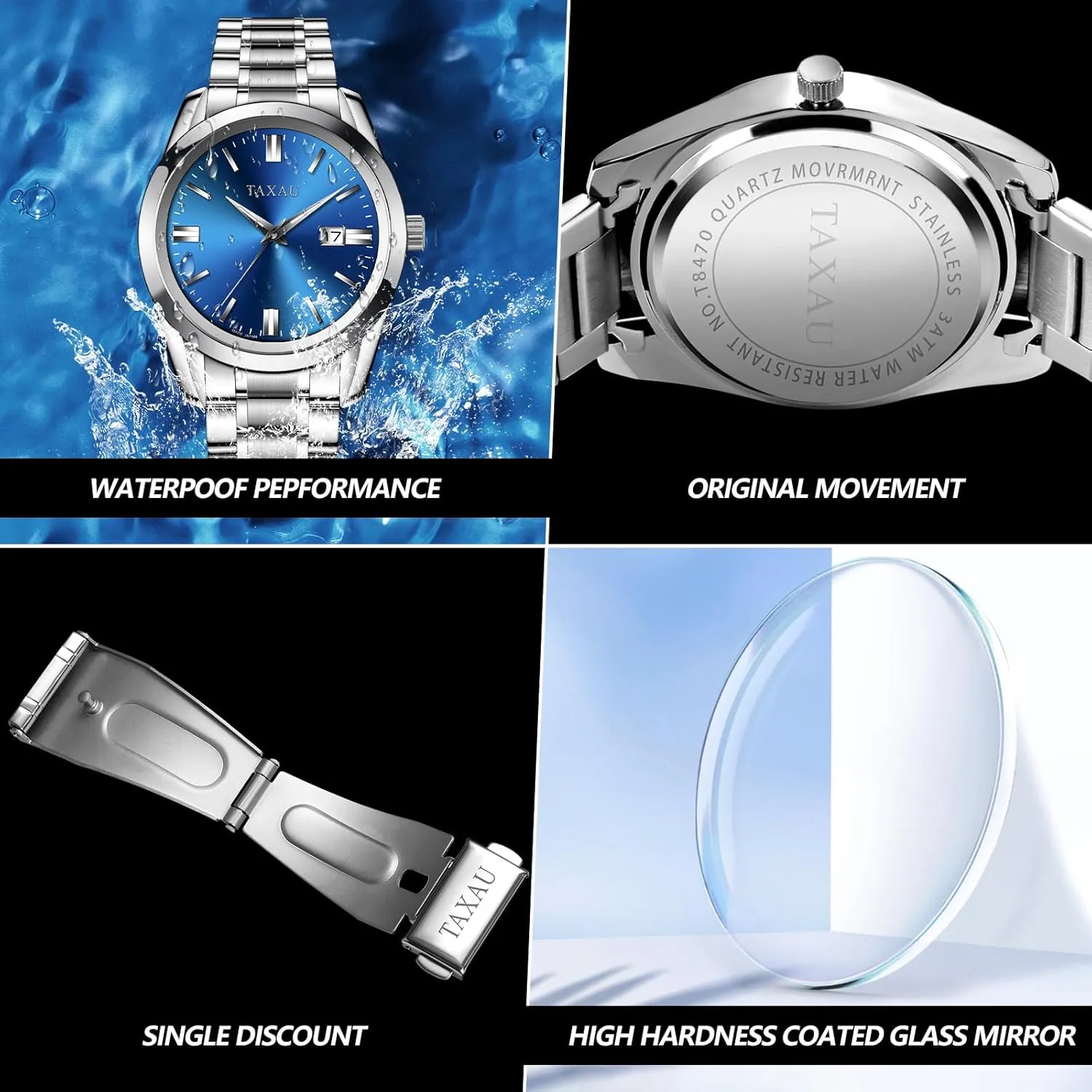 Mens Watches Dress Waterproof Analog Watches Stainless Steel Luxury Minimalist Men's Wrist Watch with Date Big Face Luminous Pointers & Scales relojes para Hombres