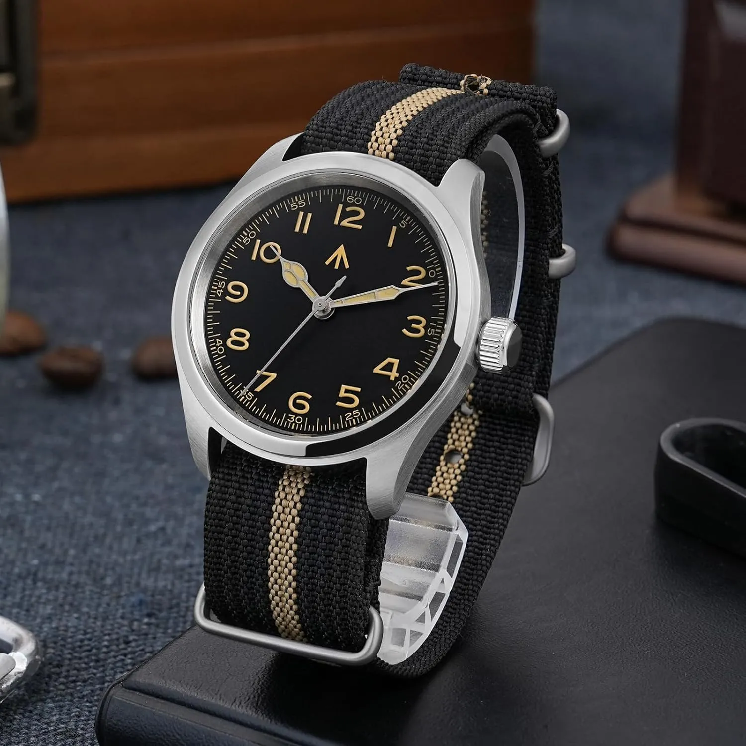 Militado ML08 VH31 38mm Military Mens Watch Double Domed Sapphire Crystal C3 Green Light 10 ATM Waterproof Analog Watches for Men and Women