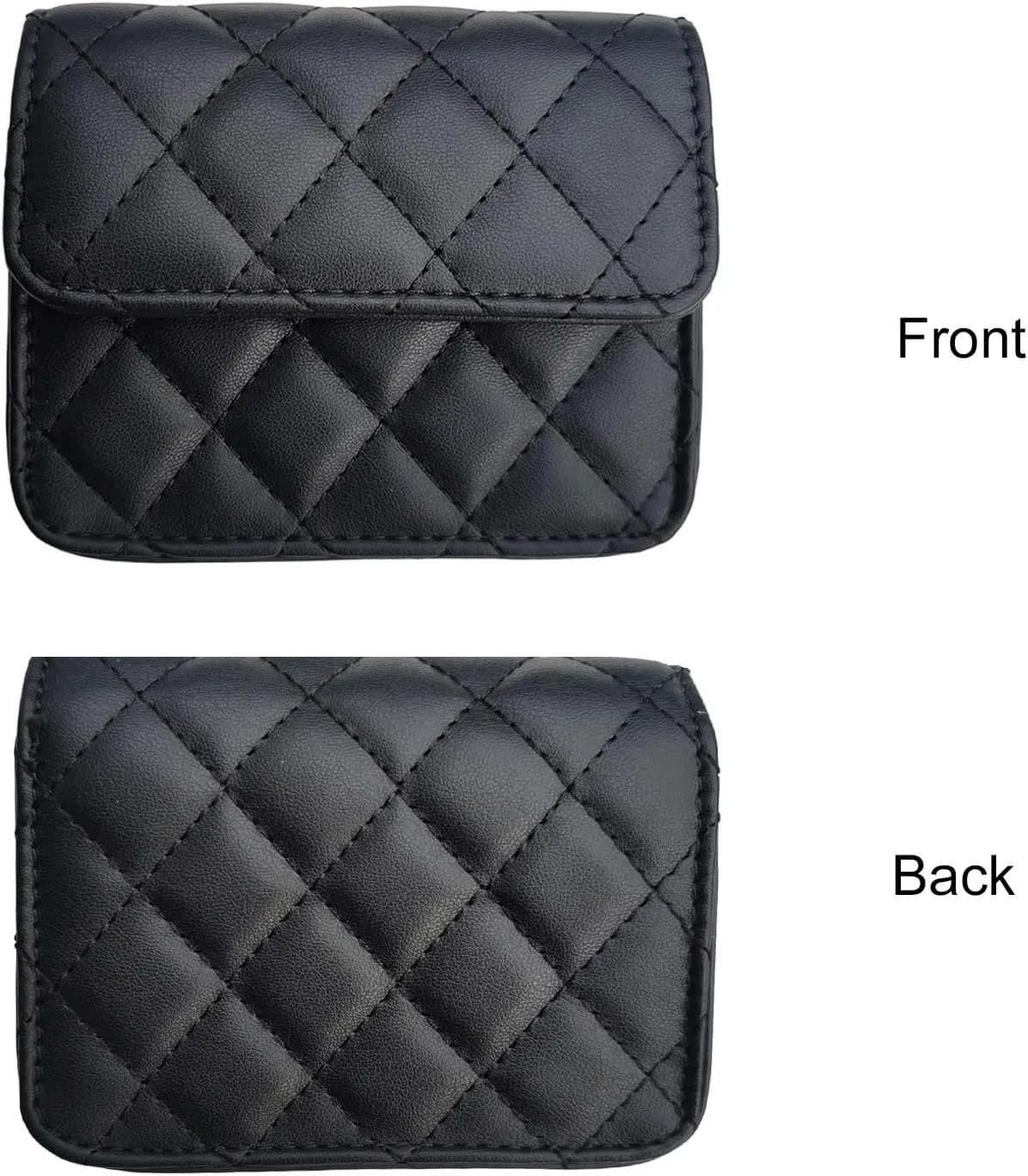 Mini Belt Bag - Synthetic Leather Quilted Crossbody Bag - Trendy Accessories - Black