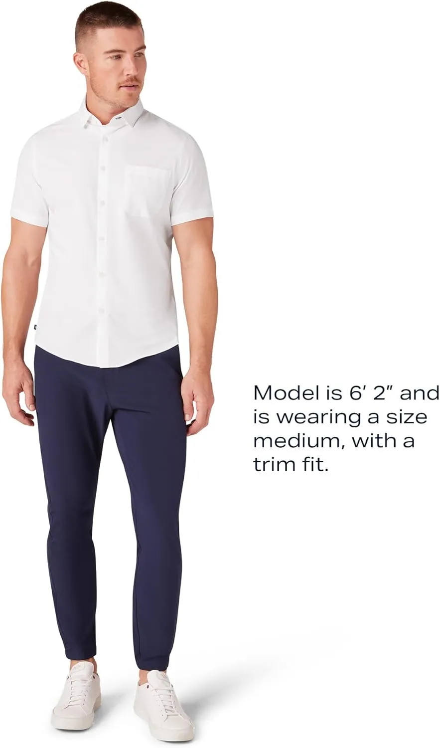 Mizzen Main Leeward Wrinkle-Resistant Short-Sleeve Button-Up Performance Men's Dress Shirt with 4-Way Stretch, Trim Fit