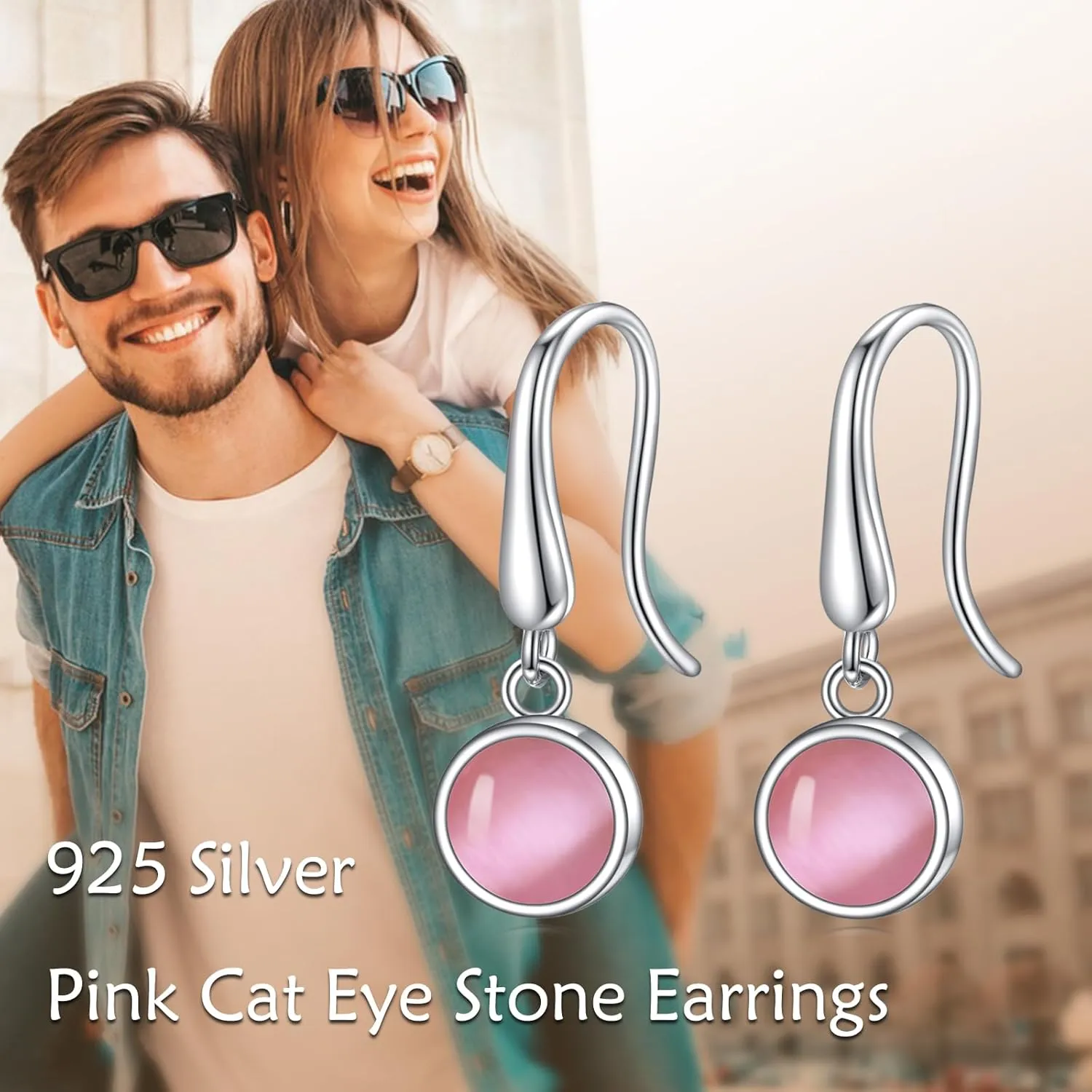 Moonstone/Black Onyx/Moss Agate/Lapis Lazuli/Larimar/Pink Opal Earrings Sterling Silver Gemstone Dangle Earrings Pull Through Earrings Jewelry for Women Teen Girls