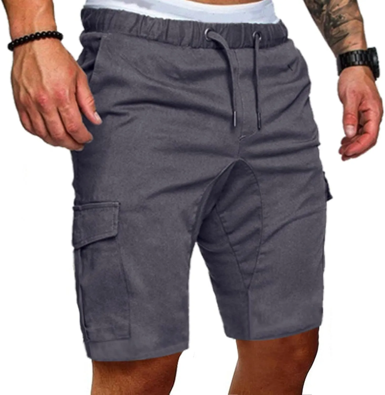 Muscularfit 6 Inch Inseam Shorts Men Cotton Linen Shorts with Pockets Slim Fit Drawstring Elastic Waist Summer Beach Shorts