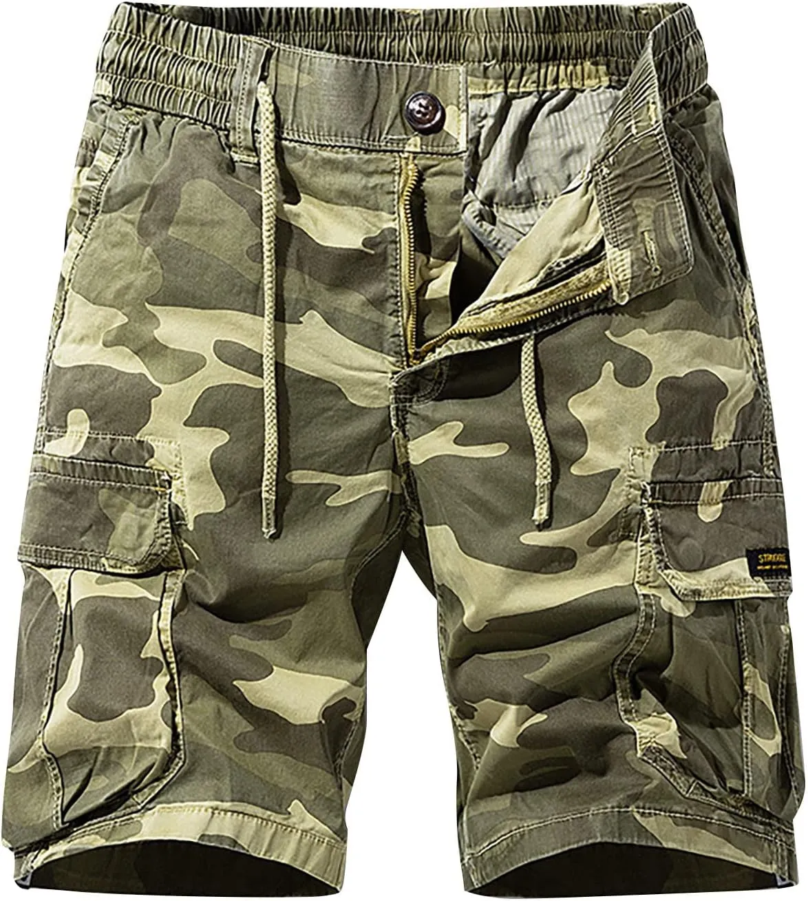 Muscularfit Big and Tall Cargo Shorts for Men 2023 Casual Drawstring Elastic Waist Tooling Shorts 7" Inseam Waistband Shorts