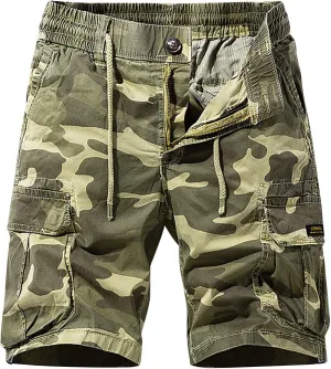 Muscularfit Big and Tall Cargo Shorts for Men 2023 Casual Drawstring Elastic Waist Tooling Shorts 7" Inseam Waistband Shorts