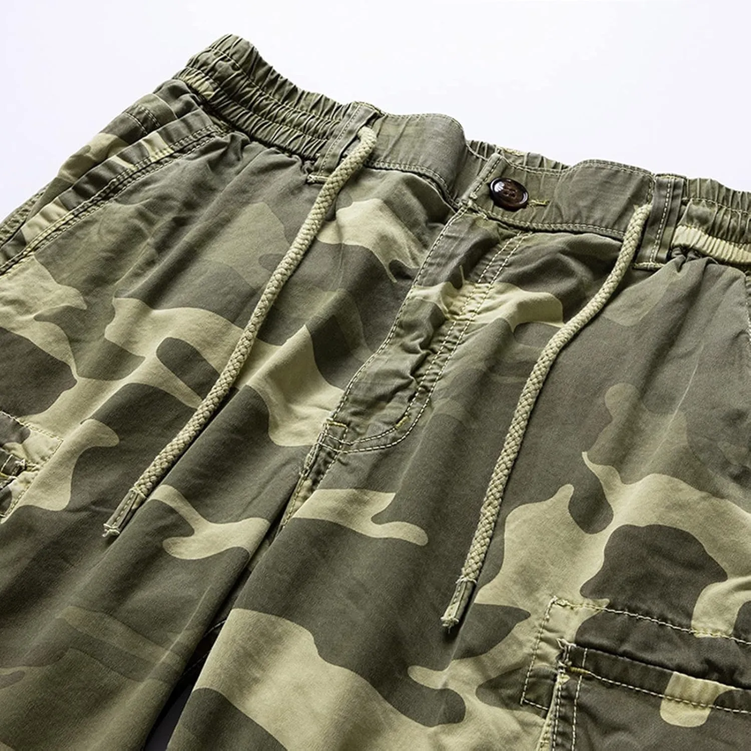 Muscularfit Big and Tall Cargo Shorts for Men 2023 Casual Drawstring Elastic Waist Tooling Shorts 7" Inseam Waistband Shorts