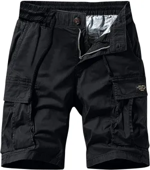 Muscularfit Linen Shorts Men 2023 Regular and Big & Tall Fashion Outdoor Cargo Shorts Summer Drawstring Elastic Waist Shorts