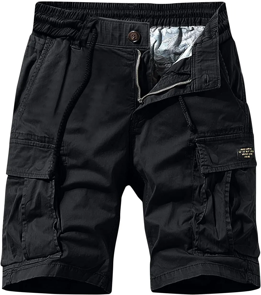 Muscularfit Linen Shorts Men 2023 Regular and Big & Tall Fashion Outdoor Cargo Shorts Summer Drawstring Elastic Waist Shorts