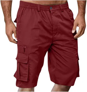Muscularfit Tactical Shorts for Men 2024 Casual Multi Pockets Elastic Waist Chino Cargo Shorts Summer Athletic Beach Shorts