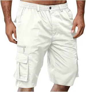 Muscularfit Tactical Shorts for Men 2024 Casual Multi Pockets Elastic Waist Chino Cargo Shorts Summer Athletic Beach Shorts
