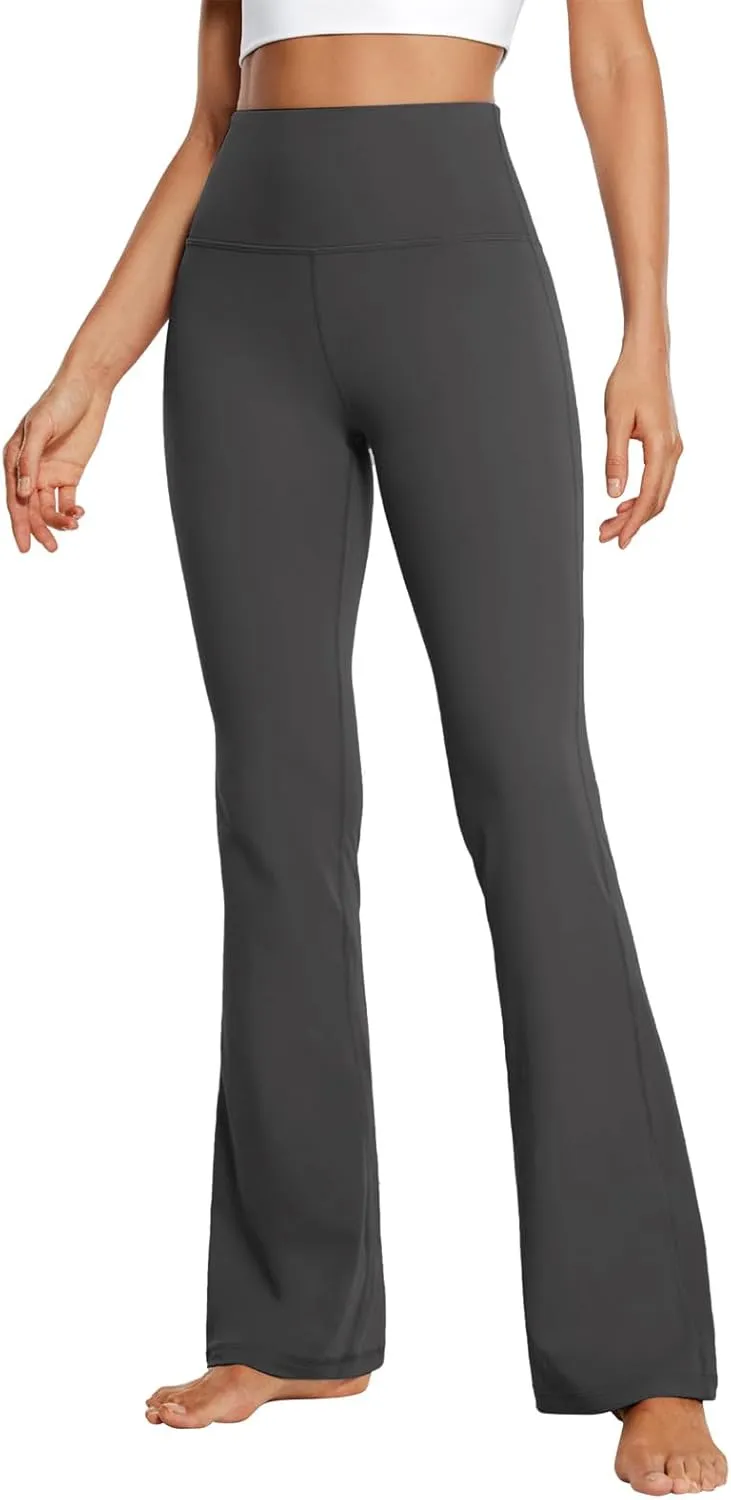 NATHGAM Womens High Waist Flare Yoga Pants Straight Elastic Waist Workout Flare Leggings Stretch Running Gym Sports Trousers