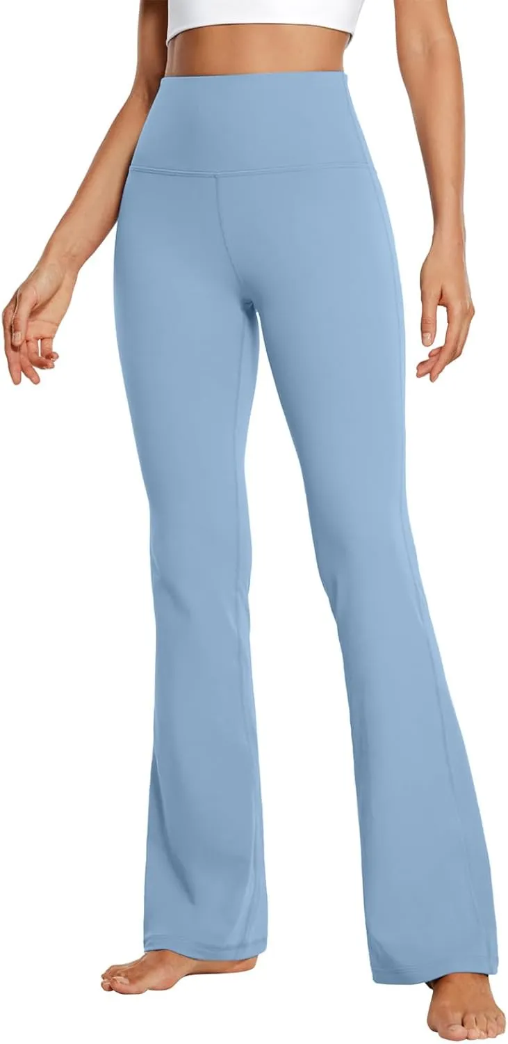 NATHGAM Womens High Waist Flare Yoga Pants Straight Elastic Waist Workout Flare Leggings Stretch Running Gym Sports Trousers