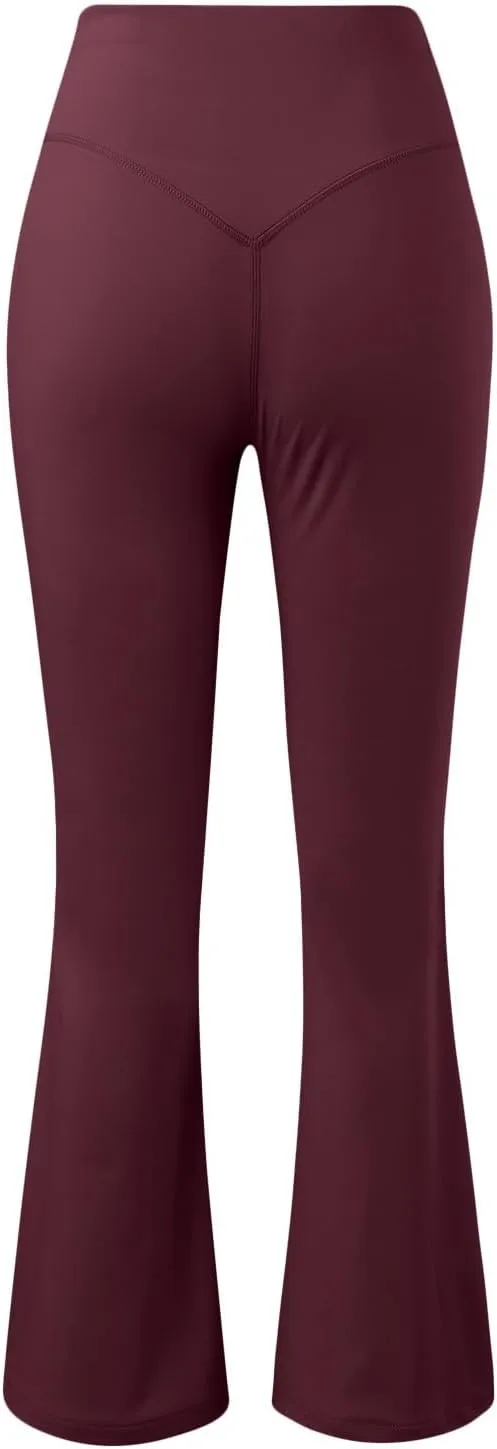 NATHGAM Womens High Waist Flare Yoga Pants Straight Elastic Waist Workout Flare Leggings Stretch Running Gym Sports Trousers
