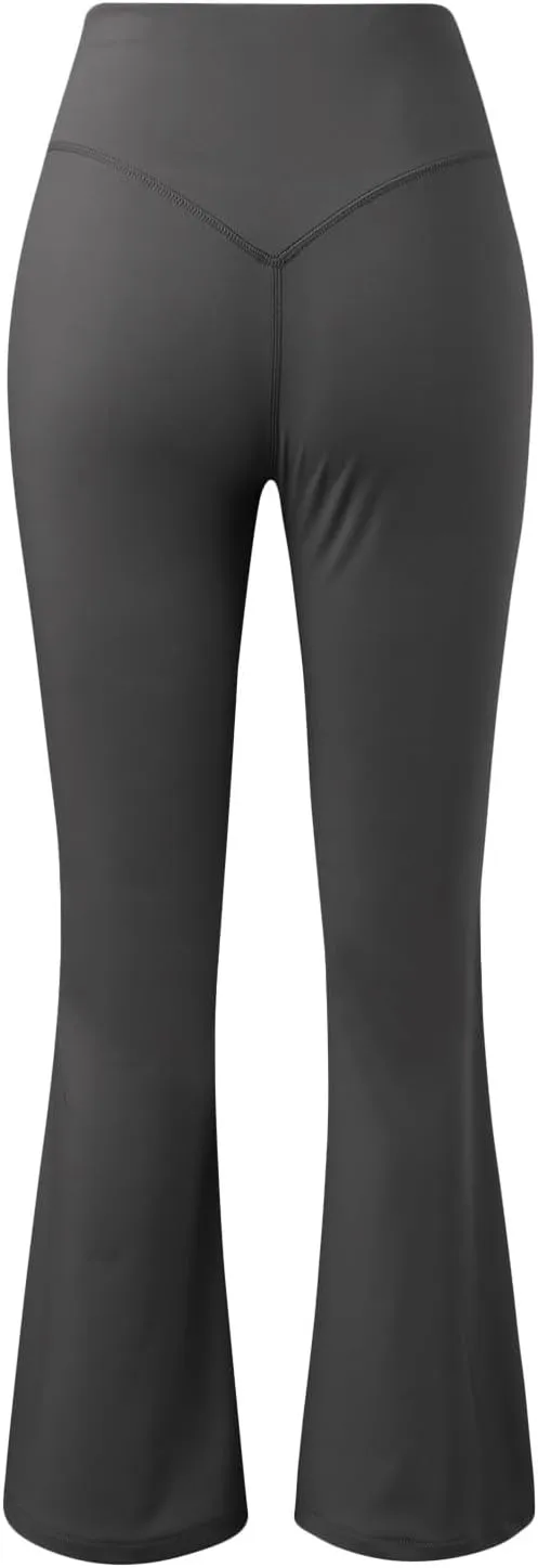NATHGAM Womens High Waist Flare Yoga Pants Straight Elastic Waist Workout Flare Leggings Stretch Running Gym Sports Trousers