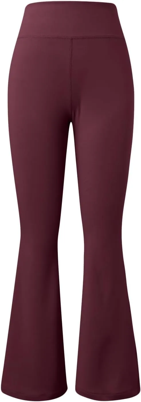 NATHGAM Womens High Waist Flare Yoga Pants Straight Elastic Waist Workout Flare Leggings Stretch Running Gym Sports Trousers