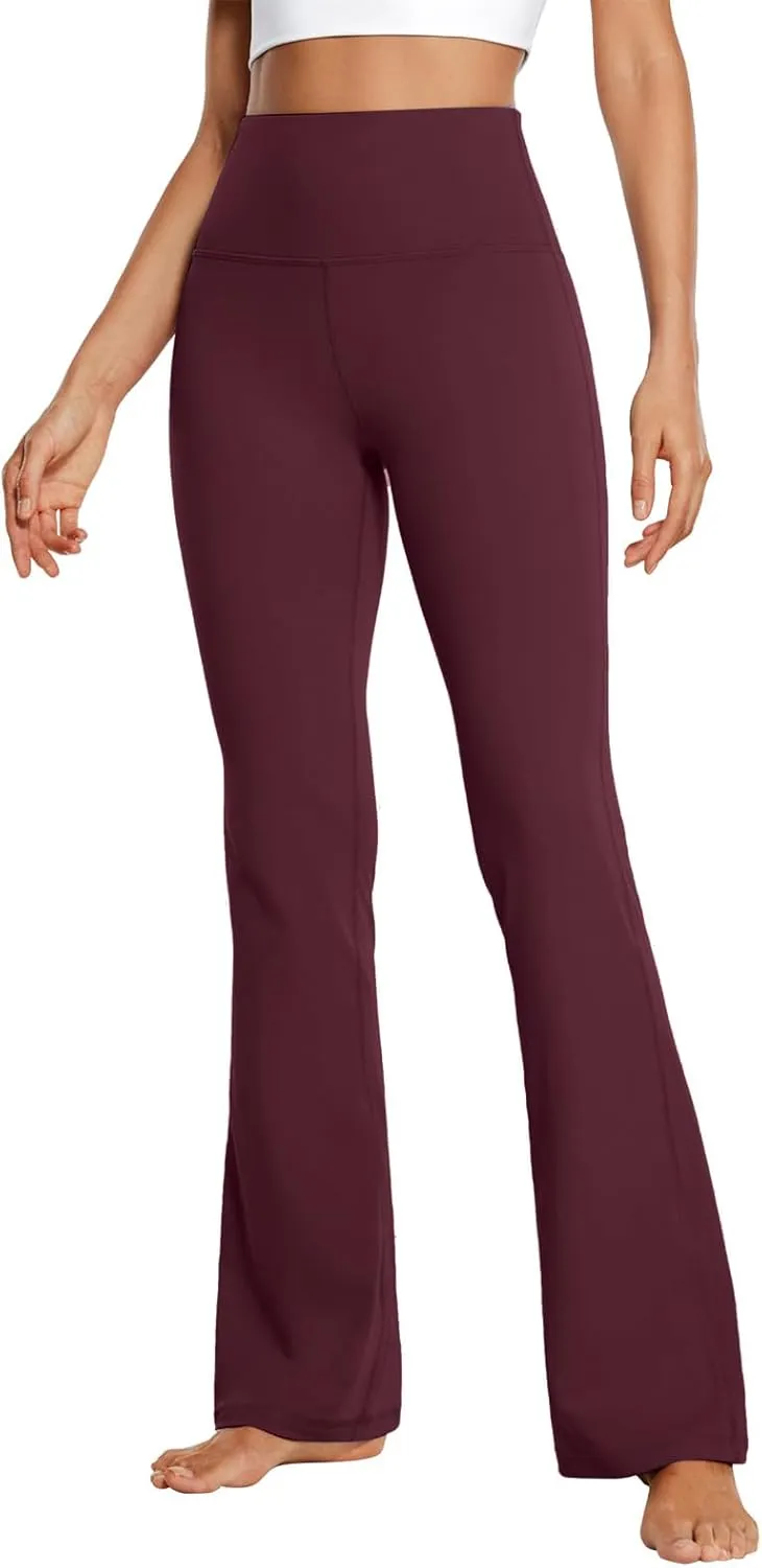 NATHGAM Womens High Waist Flare Yoga Pants Straight Elastic Waist Workout Flare Leggings Stretch Running Gym Sports Trousers