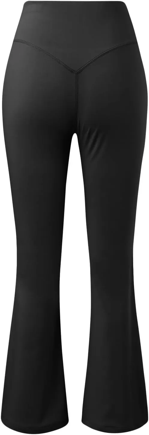 NATHGAM Womens High Waist Flare Yoga Pants Straight Elastic Waist Workout Flare Leggings Stretch Running Gym Sports Trousers