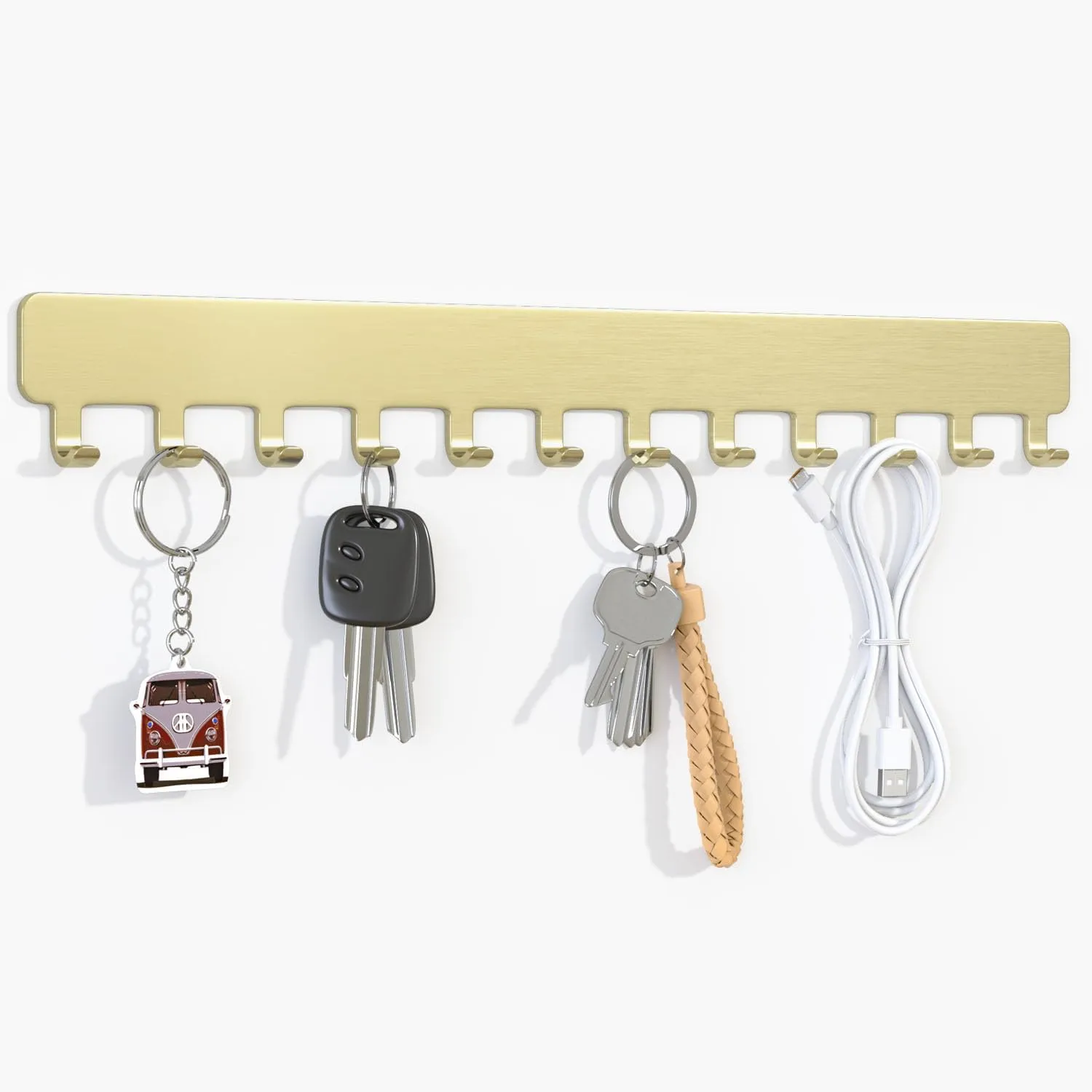 Necklace Holder Hanging Jewelry Organizer: Self-Adhesive Wall Organizer for Necklaces, 2 Pack, Gold